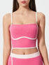 Millennia Contrast Trim Square Neck Active Cami with Detachable Chest Pads - Odaingerous